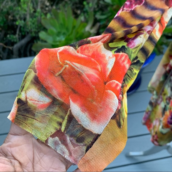 Jean-Paul Gaultier Fuzzi Dresses Soleil Long Sleeve Mid-Length Mock Neck Floral - Picture 4 of 7